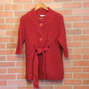 Vince Women’s cardigan Sweater S red button front with belt wool cashmere blend